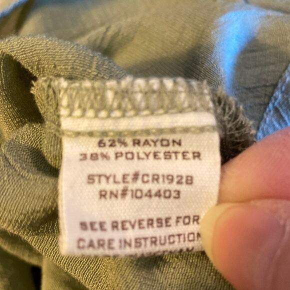 Blu Pepper Ruffled Blouse Women's Size L Sage Green Puff Sleeve Crepe Square - Picture 12 of 13